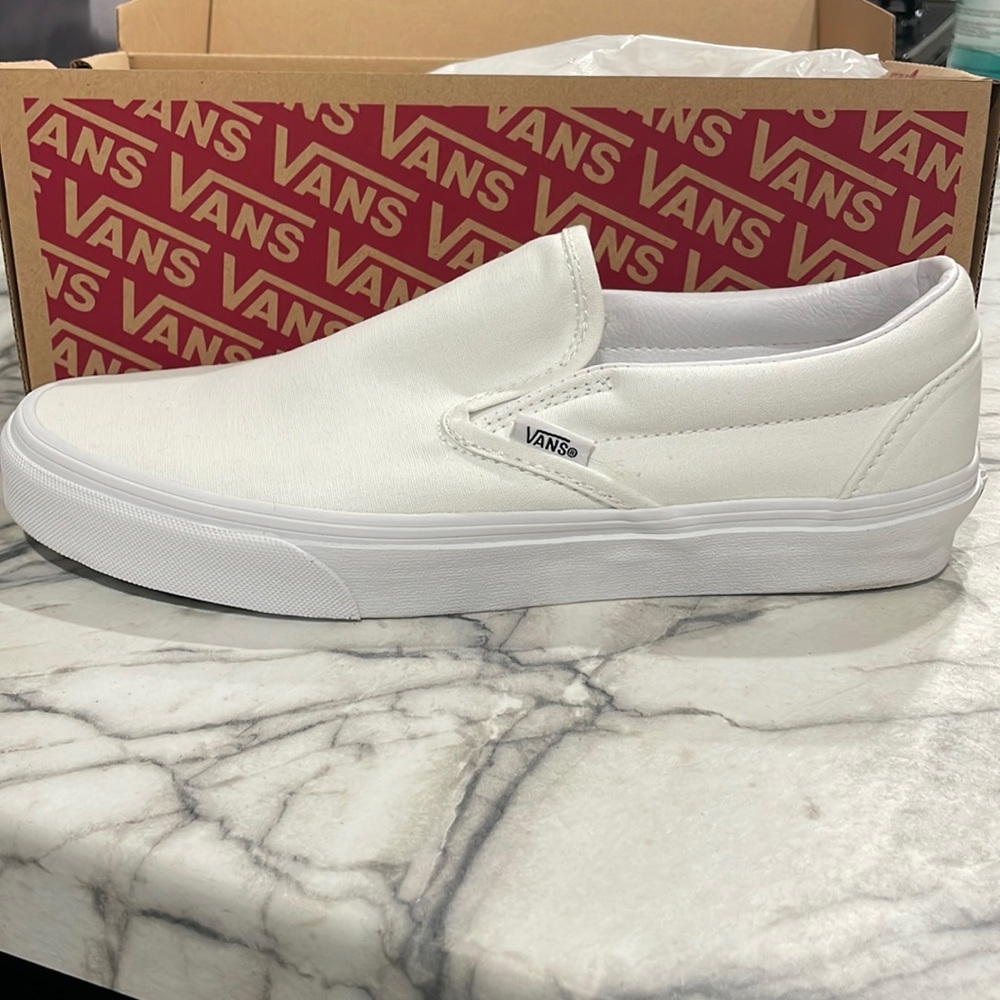 Womens classic slip on vans white size 10.5